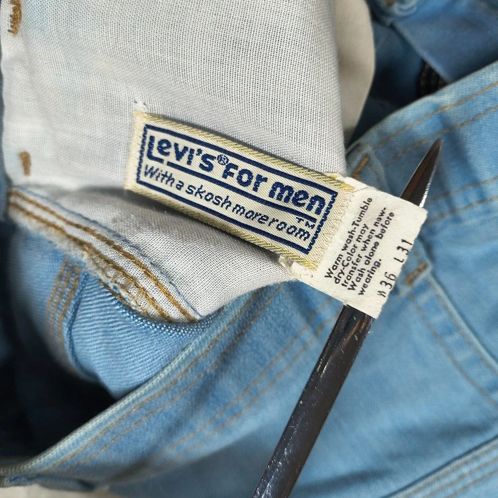 Vintage Levis Jeans Men 29x29 Blue Orange Tab USA Straight Denim Light Wash Fade